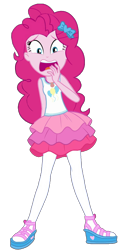 Size: 700x1464 | Tagged: safe, edit, edited screencap, screencap, pinkie pie, human, equestria girls, g4, background removed, clothes, female, rah rah skirt, shocked, simple background, skirt, solo, transparent background