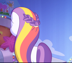 Size: 1219x1080 | Tagged: safe, screencap, sunny starscout's mother, earth pony, pony, g5, my little pony: tell your tale, written in the starscouts, spoiler:g5, spoiler:my little pony: tell your tale, spoiler:tyts02e11, back of head, cropped, female, mare, solo