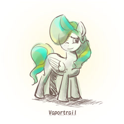 Size: 1024x1024 | Tagged: safe, artist:0slowdragonfly0, vapor trail, pegasus, pony, g4, female, gradient background, hair over one eye, mare, solo