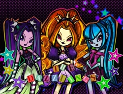 Size: 2048x1568 | Tagged: safe, artist:lulviu, adagio dazzle, aria blaze, sonata dusk, human, equestria girls, g4, bare shoulders, bratz, crossed arms, female, sleeveless, style emulation, the dazzlings, trio