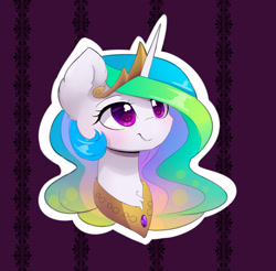 Size: 2292x2254 | Tagged: safe, artist:magnaluna, princess celestia, alicorn, pony, g4, bust, chest fluff, colored pupils, crown, cute, cutelestia, female, fluffy, heart, heart eyes, high res, horn, jewelry, looking up, mare, peytral, portrait, regalia, smiling, solo, wingding eyes