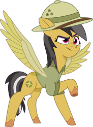 Size: 1046x1428 | Tagged: safe, artist:prixy05, daring do, pegasus, pony, g4, g5, my little pony: tell your tale, female, g4 to g5, generation leap, mare, safari hat, simple background, solo, spread wings, transparent background, vector, wings