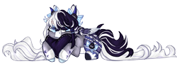 Size: 2580x964 | Tagged: safe, artist:bigkitty365, oc, oc only, oc:oreo cream, pegasus, pony, female, lying down, mare, pillow, prone, simple background, solo, transparent background