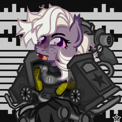 Size: 1024x1024 | Tagged: safe, artist:devorierdeos, oc, oc only, oc:rouge cola, bat pony, pony, fallout equestria, armor, armored pony, bust, portrait, power armor, solo