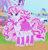 Size: 428x449 | Tagged: safe, horse, banner, barely pony related, bowtie, candi (wild manes), cardboard cutout, clothes, ears up, equine, ferris wheel, full body, game screencap, gradient muzzle, long mane, looking at you, multicolored body, multicolored hair, pc game, png, roblox, ruffles, saddle, smiling, smiling at you, socks, tack, video game, wild manes, wild manes on roblox