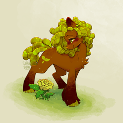 Size: 2000x2000 | Tagged: source needed, safe, artist:lionbun, oc, oc:gaiyah, earth pony, 3d, artfight, earth pony oc, female, flower, mare