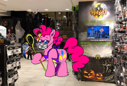 Size: 1316x900 | Tagged: safe, artist:msponies, pinkie pie, earth pony, pony, g4, mask, solo, spirit halloween