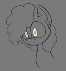 Size: 721x782 | Tagged: safe, artist:cotarsis, oc, oc only, earth pony, pony, curly mane, gray background, limited palette, looking at you, simple background, sketch, smiling, smiling at you, solo, yellow eyes