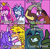 Size: 1013x1000 | Tagged: safe, artist:dapperlilarts, applejack, discord, princess cadance, queen chrysalis, rarity, shining armor, trouble shoes, alicorn, changeling, changeling queen, draconequus, earth pony, pony, unicorn, g4, bait and switch, collar, comic, eyebrows, eyebrows visible through hair, eyes closed, female, gay, grin, horn, kiss on the lips, kissing, leash, lesbian, looking at you, love is love meme, male, male pregnancy, mare, mouth hold, one eye closed, pet play, pregcord, pregnant, purple background, ship:rarijack, ship:shiningcadance, ship:troublecord, shipping, simple background, smiling, stallion, straight, text, thumbs up, wink, winking at you