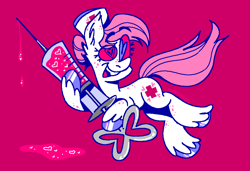 Size: 1280x875 | Tagged: safe, artist:msponies, nurse redheart, earth pony, pony, g4, hat, heart, heart eyes, needle, nurse hat, red background, simple background, solo, wingding eyes