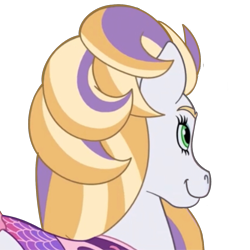 Size: 1280x1280 | Tagged: safe, artist:cupute, edit, horse, back of head, barely pony related, discord server, emotes, equine, finley (wild manes), half body, looking away, multicolored hair, purple mane, saddle, simple background, smiling, solo, tack, transparent background, turned away, white coat, wild manes, yellow mane