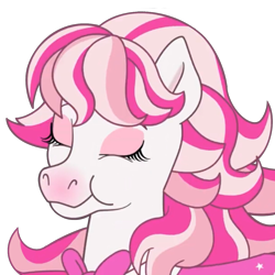 Size: 1280x1280 | Tagged: safe, artist:cupute, edit, horse, barely pony related, bowtie, bust, candi (wild manes), clothes, discord server, ears up, emotes, equine, eyebrows, eyelashes, eyes closed, gradient muzzle, multicolored hair, pink eyes, pink mane, portrait, purple mane, saddle, simple background, smiling, solo, tack, transparent background, white coat, wild manes