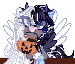 Size: 900x760 | Tagged: safe, artist:skye-the-ferret, oc, oc only, oc:oreo cream, pegasus, pony, base used, female, mare, pumpkin bucket, simple background, solo, transparent background