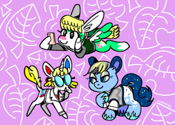 Size: 1260x900 | Tagged: safe, artist:msponies, earth pony, pegasus, pony, unicorn, g4, animal crossing, clothes, horn, ione (animal crossing), lab coat, petri (animal crossing), ponified, sasha (animal crossing), trio