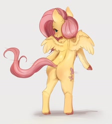 Size: 3000x3332 | Tagged: safe, artist:miokomata, fluttershy, pegasus, semi-anthro, g4, blushing, butt, butt blush, colored hooves, cute, female, flutterbutt, freckles, freckleshy, hooves, looking at you, looking back, looking back at you, mare, plot, rear view, shyabetes, simple background, smiling, smiling at you, solo, spread wings, white background, wings