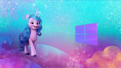 Size: 2190x1232 | Tagged: safe, edit, izzy moonbow, unicorn, g5, horn, microsoft windows, photo, solo, wallpaper, windows 10