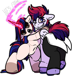 Size: 1863x1959 | Tagged: safe, artist:sexygoatgod, oc, oc only, oc:firework spark, oc:sparkler flash, pegasus, undead, unicorn, brother and sister, clothes, female, horn, implied incest, lab coat, living doll, male, siblings, simple background, transparent background