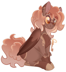 Size: 1507x1632 | Tagged: safe, artist:trashpanda czar, oc, oc only, oc:campfire flame, pegasus, chest fluff, coat markings, ear fluff, eyebrows, male, pegasus oc, procreate app, simple background, sitting, solo, transparent background, wide eyes, wings