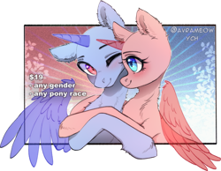 Size: 2131x1657 | Tagged: safe, artist:avrameow, any gender, any race, colt, commission, couple, female, foal, male, mare, romantic, slots, your character here