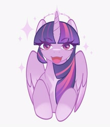 Size: 1381x1600 | Tagged: safe, artist:sarpiza_, twilight sparkle, alicorn, pony, g4, bust, cute, female, looking at you, mare, open mouth, open smile, simple background, smiling, smiling at you, solo, twiabetes, twilight sparkle (alicorn), white background