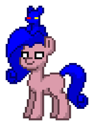 Size: 196x264 | Tagged: safe, oc, oc only, oc:kubatikkuponi, pony, pony town, plush on head, simple background, solo, transparent background, white eyes