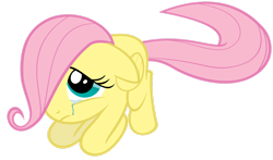 Size: 1600x938 | Tagged: safe, artist:exibrony, fluttershy, pegasus, pony, g4, female, filly, filly fluttershy, floppy ears, fluttercry, foal, folded wings, looking up, one eye covered, pink hair, pink mane, pink tail, sad, simple background, tail, teal eyes, transparent background, vector, wings, yellow body, yellow coat, yellow fur, yellow pony, yellow wings, younger