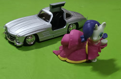 Size: 1107x722 | Tagged: safe, artist:dingopatagonico, rarity, unicorn, g4, car, horn, mercedes-benz, mercedes-benz 300sl, photo, solo