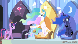 Size: 520x293 | Tagged: safe, screencap, princess cadance, princess celestia, princess luna, twilight sparkle, alicorn, pony, equestria games (episode), g4, season 4, alicorn tetrarchy, animated, butt, concave belly, female, gif, gifrun.com, mare, plot, royal sisters, siblings, sisters, sisters-in-law, slender, thin, twibutt, twilight sparkle (alicorn), waving