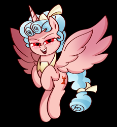 Size: 637x688 | Tagged: safe, artist:cookieboy011, cozy glow, alicorn, pony, g4, alicornified, black background, cozycorn, female, filly, foal, race swap, red eyes take warning, simple background, solo