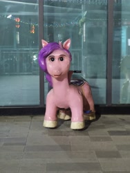 Size: 3456x4608 | Tagged: safe, pipp petals, pony, g5, abomination, bootleg, china, creepy, cursed image, irl, nightmare fuel, photo, pipp is short, solo, thousand yard stare, uncanny valley, wat, window, wtf