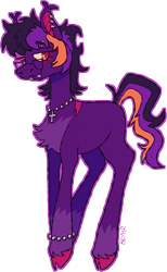 Size: 721x1168 | Tagged: safe, artist:beyhr, oc, oc only, oc:sweet treats, earth pony, pony, :3, artfight, back scar, bracelet, chest fluff, cloven hooves, coat markings, colored eyebrows, colored hooves, colored pinnae, cross, cross necklace, curly mane, ear piercing, ear tufts, earring, earth pony oc, eyebrows, eyebrows visible through hair, eyeshadow, fangs, gift art, glasses, hooves, in air, jewelry, lidded eyes, long eyelashes, long legs, looking back, makeup, multicolored mane, multicolored tail, necklace, outline, pearl bracelet, piercing, pink eyes, pink eyeshadow, pink hooves, ponysona, purple mane, purple tail, scar, short mane, signature, simple background, smiling, socks (coat markings), solo, tail, texture, thin legs, three toned mane, three toned tail, transparent background, two toned eyes, unshorn fetlocks, wavy tail