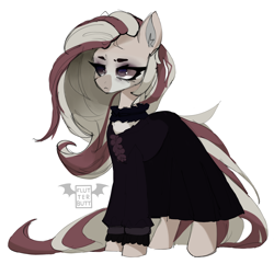 Size: 3366x3251 | Tagged: safe, artist:flutterbutt, oc, oc only, clothes, dress, gift art, goth, simple background, solo, white background