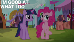 Size: 1920x1080 | Tagged: safe, edit, edited screencap, editor:quoterific, screencap, amethyst star, cherry berry, cherry jubilee, full steam, lonely hearts, northern song, parasol, pinkie pie, promontory, sparkler, twilight sparkle, alicorn, pony, g4, party pooped, george harrison, paul mccartney, ponified, twilight sparkle (alicorn)