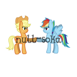 Size: 1000x1000 | Tagged: safe, artist:null-soka, applejack, rainbow dash, earth pony, pegasus, pony, g4, duo, duo female, female, lesbian, ship:appledash, shipping, short hair, simple background, transparent background