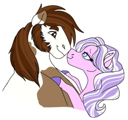 Size: 515x485 | Tagged: safe, artist:jinx32297, edit, diamond tiara, pipsqueak, earth pony, pony, g4, cropped, duo, duo male and female, female, hoof on chest, male, mare, nose to nose, older, older diamond tiara, older pipsqueak, piptiara, shipping, sideburns, simple background, stallion, straight, white background