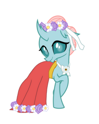 Size: 375x467 | Tagged: safe, artist:arkogon, ocellus, changedling, changeling, g4, clothes, dress, female, floral head wreath, flower, flower girl, flower girl dress, shy, simple background, smiling, solo, transparent background, vector