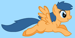 Size: 929x473 | Tagged: safe, artist:maddiewondermanforever36, first base, pegasus, pony, g4, adorabase, adult blank flank, blank flank, blue background, cute, cyan background, female, female first base, first base can fly, flying, football strike, mare, not flash sentry, older, older first base, open mouth, open smile, pegasus first base, race swap, rule 63, simple background, smiling, solo