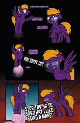 Size: 1920x2948 | Tagged: safe, artist:alexdti, oc, oc:dark purple, oc:purple creativity, pegasus, pony, comic:quest for friendship retold, crying, female, glasses, male, mare, r63 paradox, stallion