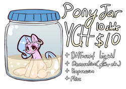 Size: 1052x744 | Tagged: safe, artist:chiefywiffy, oc, oc only, oc:chiefy, pony, unicorn, commission, female, horn, jar, lewd container meme, mare, meme, simple background, solo, the implications are horrible, white background, why, your character here