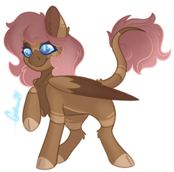 Size: 990x976 | Tagged: safe, artist:trashpanda czar, oc, oc only, oc:ava mane, hybrid, pegasus, pony, blank flank, blue eyelashes, blue eyes, blue pupils, blue sclera, brown hooves, brown wingtips, chest fluff, cloven hooves, coat markings, colored belly, colored eartips, colored eyelashes, colored hooves, colored muzzle, colored pinnae, colored pupils, colored wings, colored wingtips, dark muzzle, ear fluff, eye markings, facial markings, female, filly, fluffy mane, foal, folded wings, gradient mane, gradient tail, hock fluff, hooves, hybrid oc, leg stripes, leonine tail, lidded eyes, procreate app, purple mane, purple tail, raised hoof, signature, simple background, slit pupils, smiling, socks (coat markings), solo, sparkly eyes, standing, standing on three hooves, striped tail, stripes, tail, tail fluff, tail markings, thin, three toned ears, transparent background, two toned wings, wall of tags, wingding eyes, wings