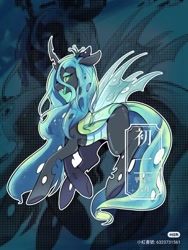 Size: 1028x1366 | Tagged: safe, artist:ananican, queen chrysalis, changeling, changeling queen, pony, g4, chinese, female, solo