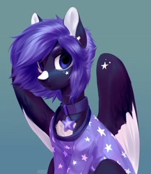 Size: 1944x2238 | Tagged: safe, artist:vensual99, oc, oc only, pegasus, pony, chest fluff, clothes, collar, female, gradient background, mare, solo, sweater