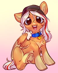 Size: 1590x1995 | Tagged: safe, artist:vensual99, oc, oc only, pegasus, pony, bandana, chest fluff, collar, female, gradient background, mare, solo