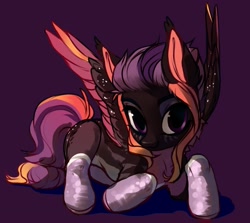 Size: 1825x1630 | Tagged: safe, artist:vensual99, oc, oc only, pegasus, pony, clothes, female, lying down, mare, prone, purple background, simple background, socks, solo