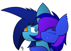 Size: 3594x2574 | Tagged: safe, artist:japkozjad, oc, oc only, oc:apply, oc:nightstaroc, bat pony, pegasus, bat pony oc, cute, duo, heterochromia, hug, pegasus oc, simple background, transparent background