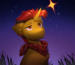 Size: 2316x2000 | Tagged: safe, artist:vensual99, oc, oc only, oc:selest light, pony, unicorn, horn, male, neckerchief, solo, stallion, stars