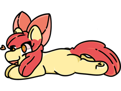 Size: 2732x2048 | Tagged: safe, artist:felixmcfurry, apple bloom, earth pony, pony, g4, apple bloom's bow, blank flank, bow, female, filly, foal, hair bow, heart, hoof heart, simple background, smiling, solo, transparent background, underhoof, vulgar description