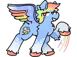 Size: 2732x2048 | Tagged: safe, alternate version, artist:felixmcfurry, rainbow dash, pegasus, pony, g4, digital art, face tattoo, looking at you, no tail, raised hoof, redesign, short hair, short mane, simple background, smiling, smiling at you, smirk, solo, tattoo, transparent background, unshorn fetlocks