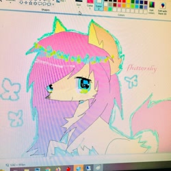 Size: 3024x3024 | Tagged: safe, artist:ieatedyuripizza, fluttershy, fox, g4, foxified, ms paint, photo, solo, species swap