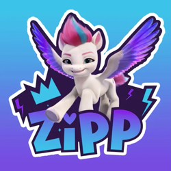 Size: 605x605 | Tagged: safe, zipp storm, pegasus, pony, g5, official, caption, crown, female, gradient background, jewelry, looking at you, mare, regalia, solo, text